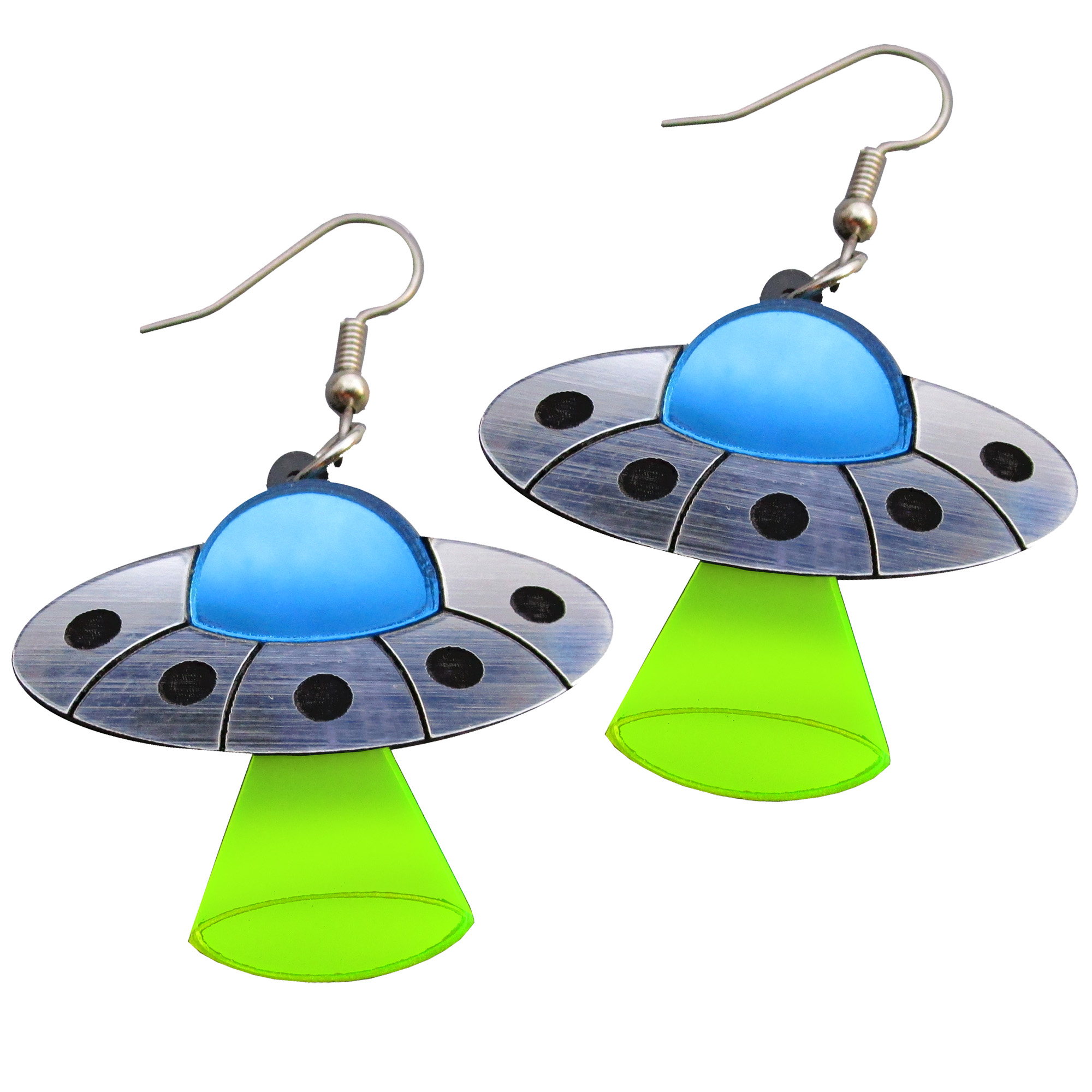 UFO Alien Abduction Flying Saucer Statement Dangle Earrings ⋆ It's Just