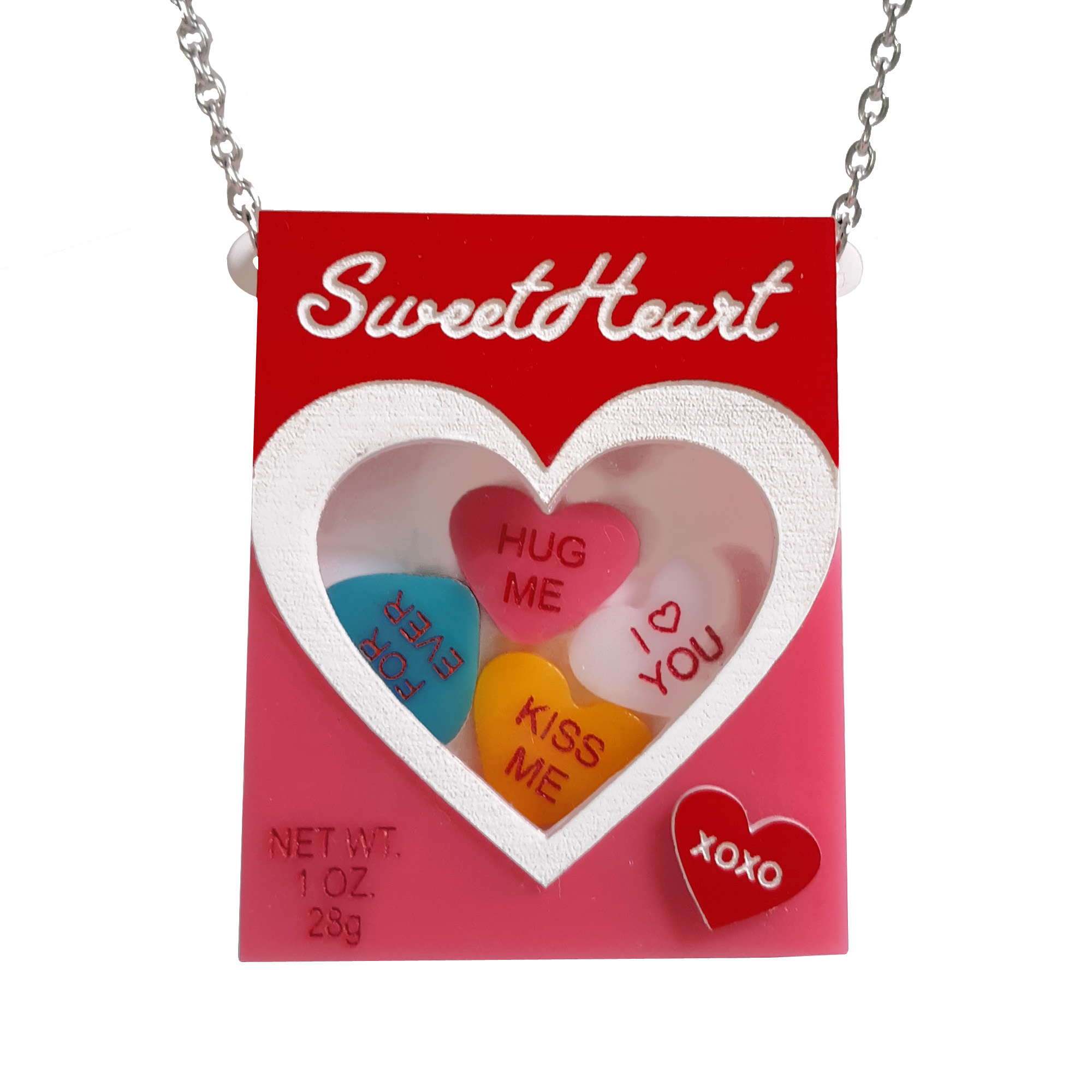SweetHeart Conversation Hearts Candy Box Valentine's Day Pendant Necklace ⋆  It's Just So You