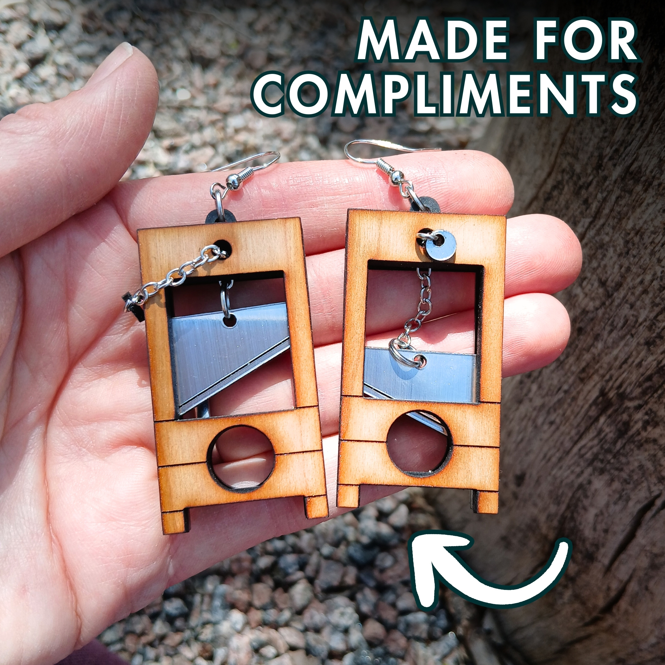 Guillotine Protest Earrings with Moving Parts, French Revolution Political History Buffs jewelry ()